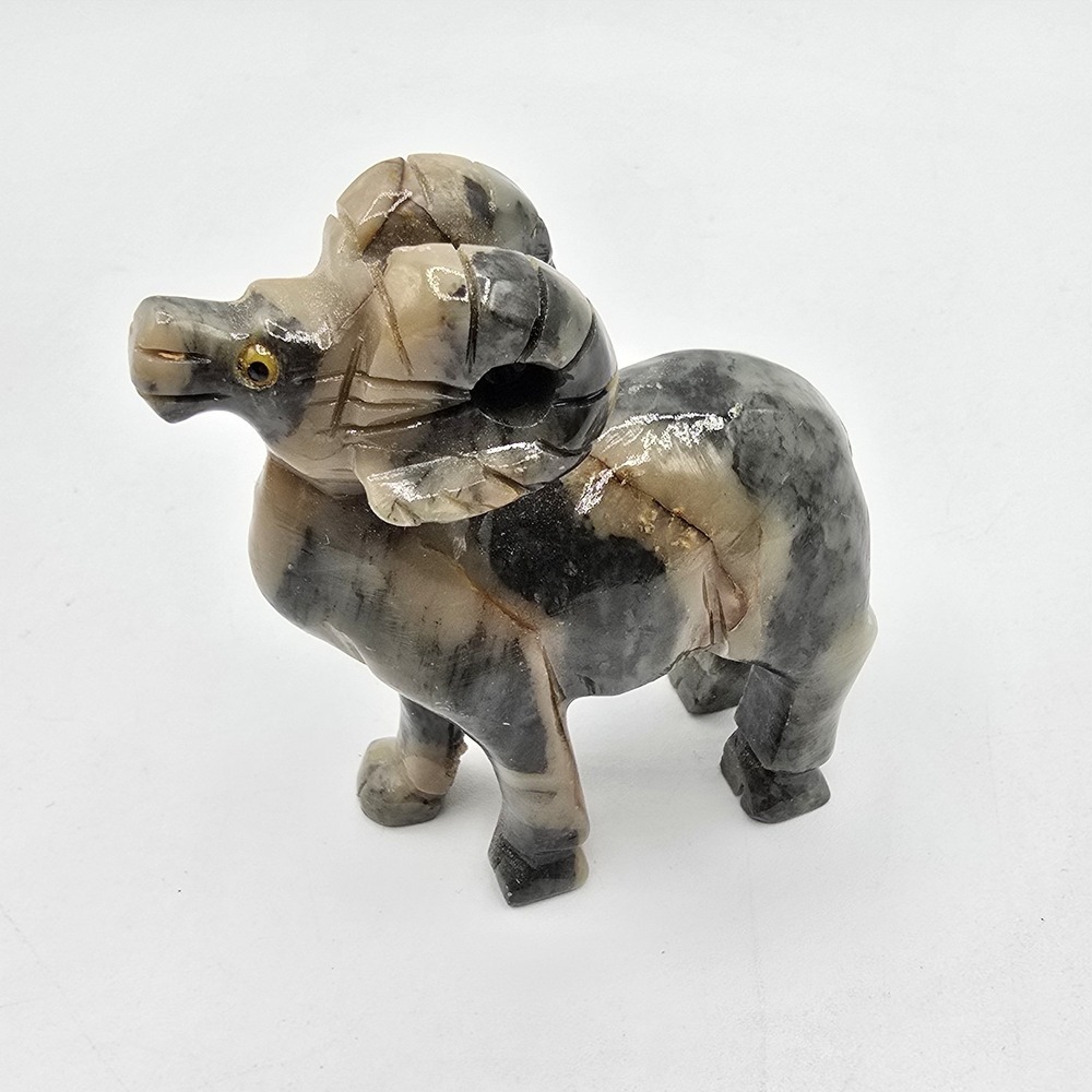 3 Inch Ram‎ Natural Soapstone Hand-Carved Animal Charm Totem Stone Carving
